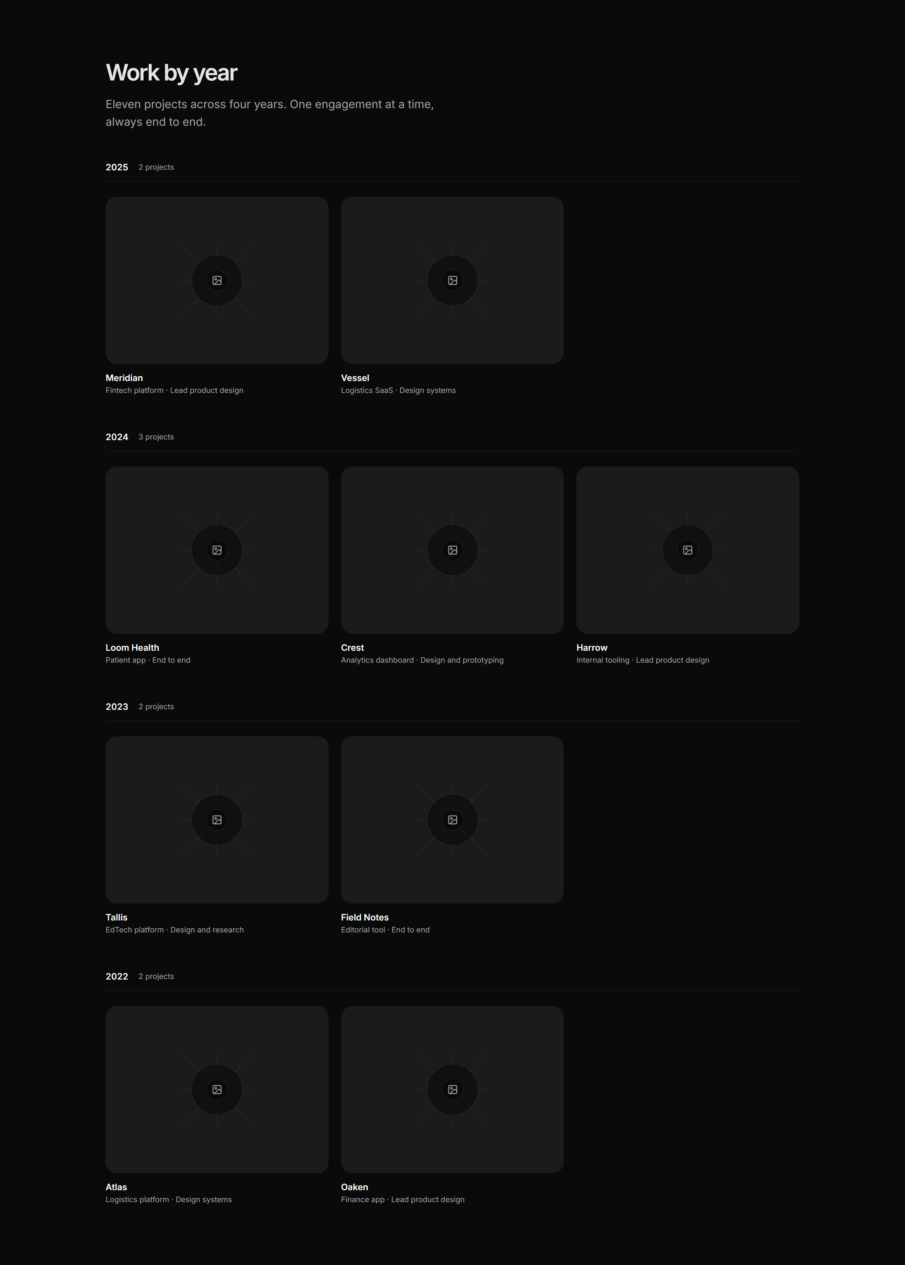 Portfolio Work Grid: Work By Year