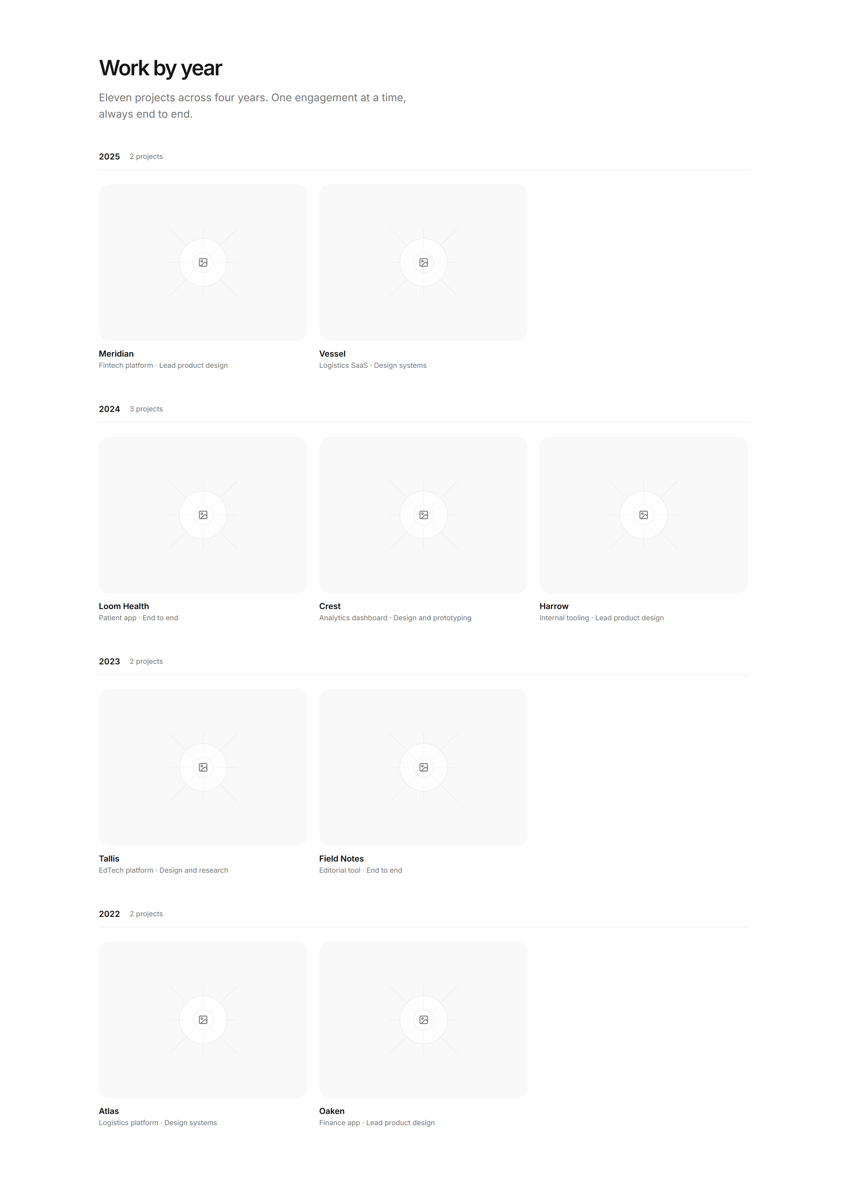 Portfolio Work Grid: Work By Year