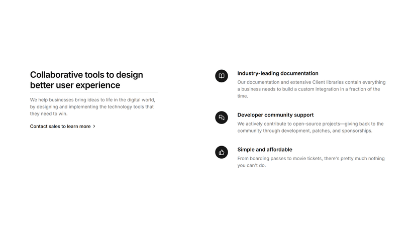 Description On Left Icon Blocks On Right