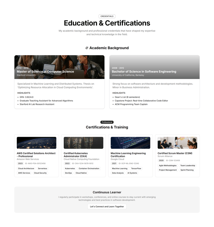 Education Certifications