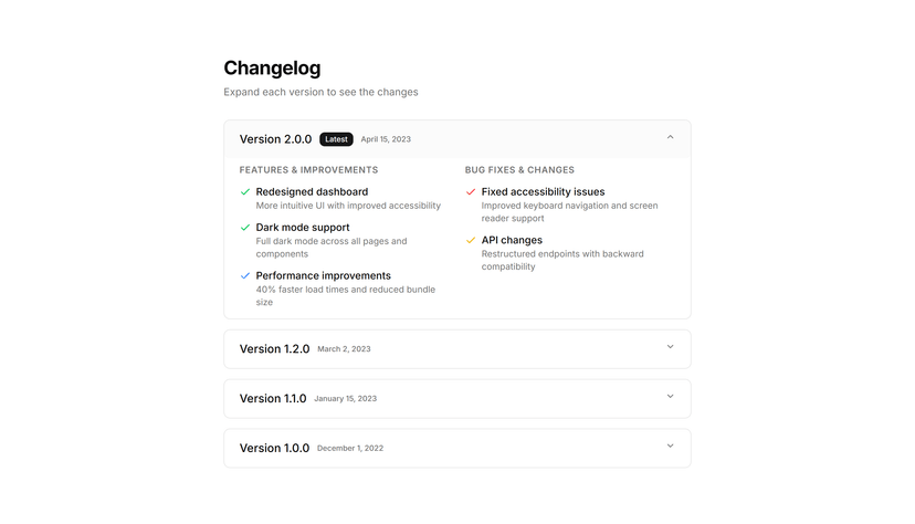 Expandable Changelog