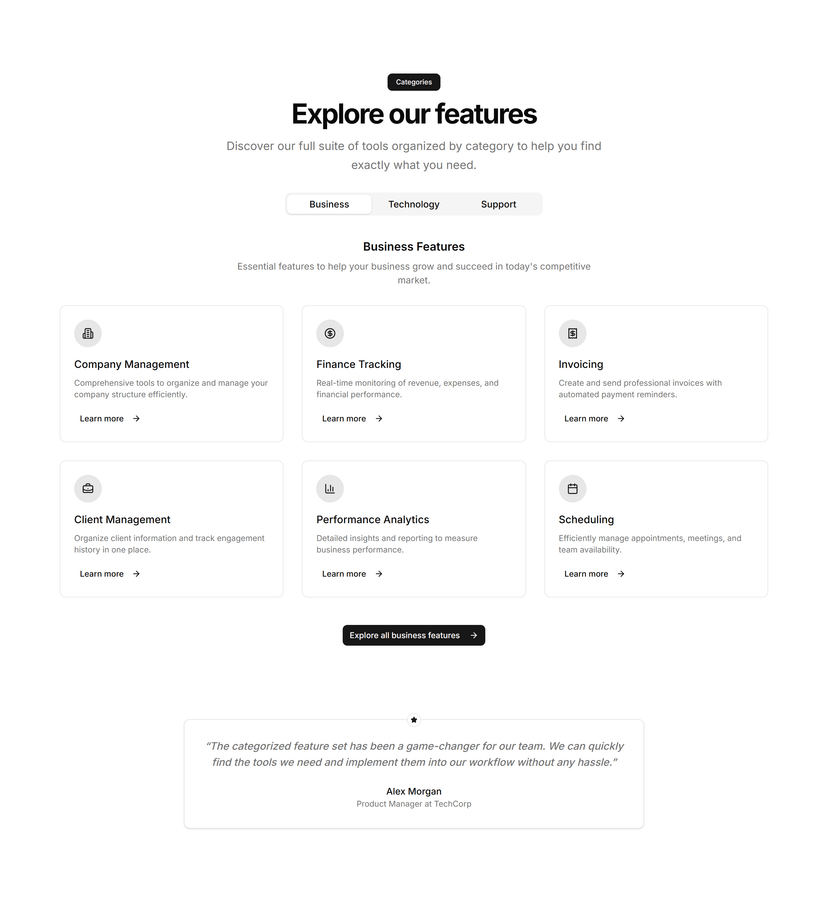 Icon Tabs Categories