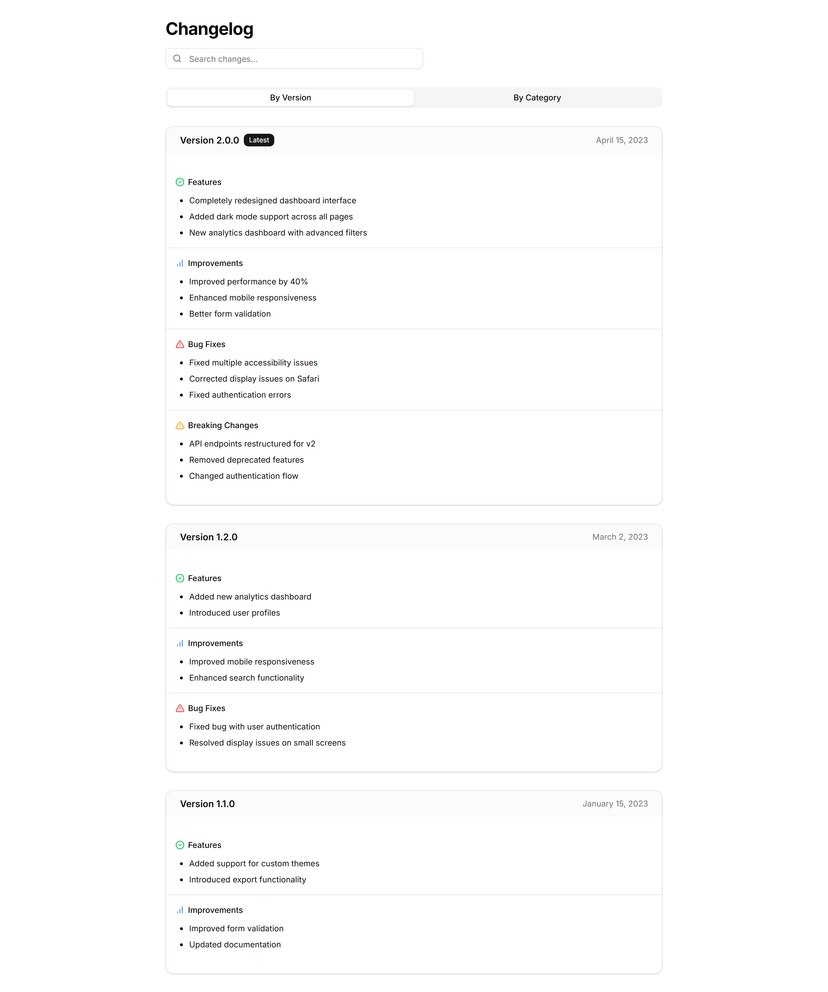 Interactive Changelog