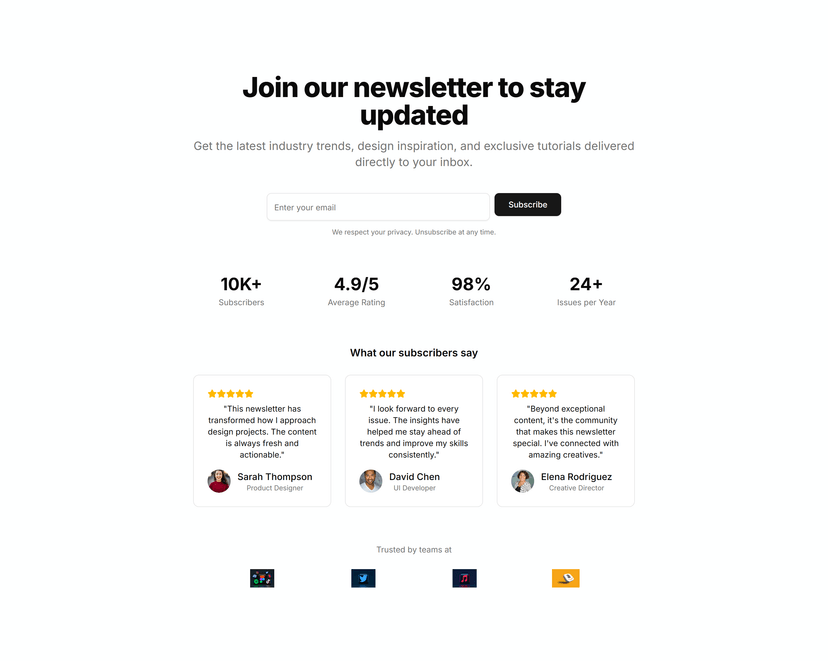 Newsletter With Social Proof
