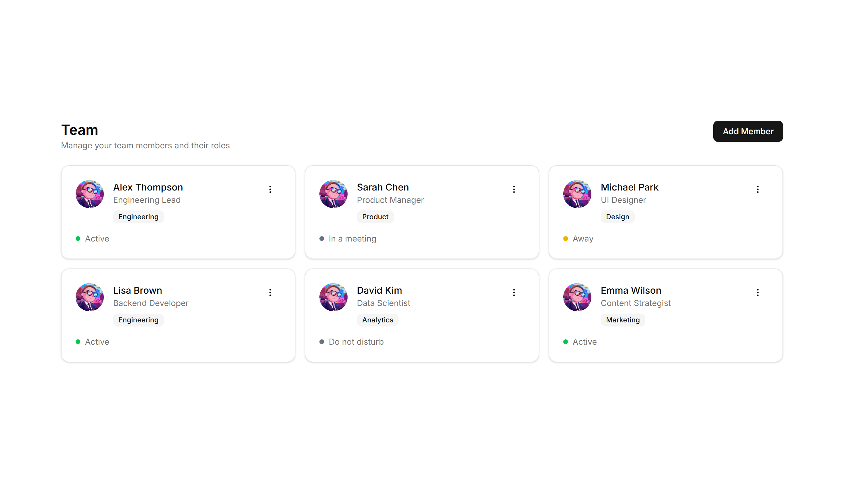 Application User Profile: Team Grid | Shadcn UI Blocks