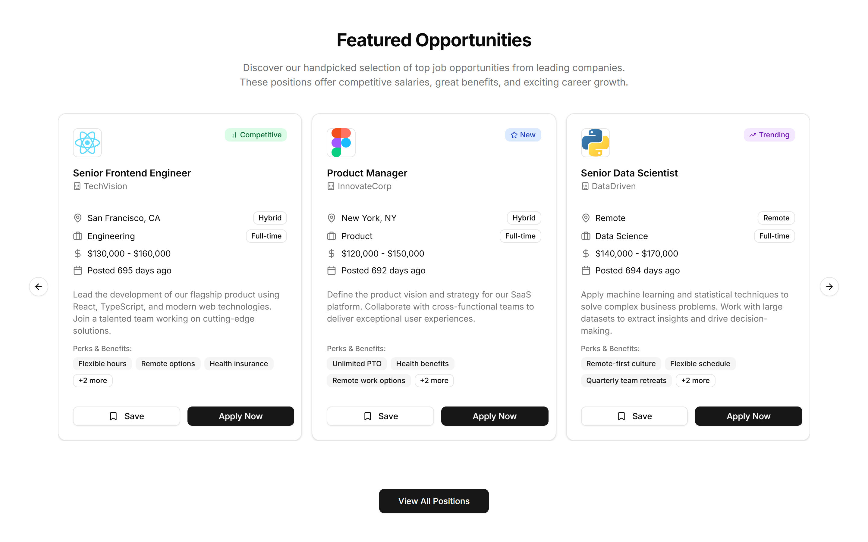 Marketing Career: Featured Job Slider | Shadcn UI Blocks