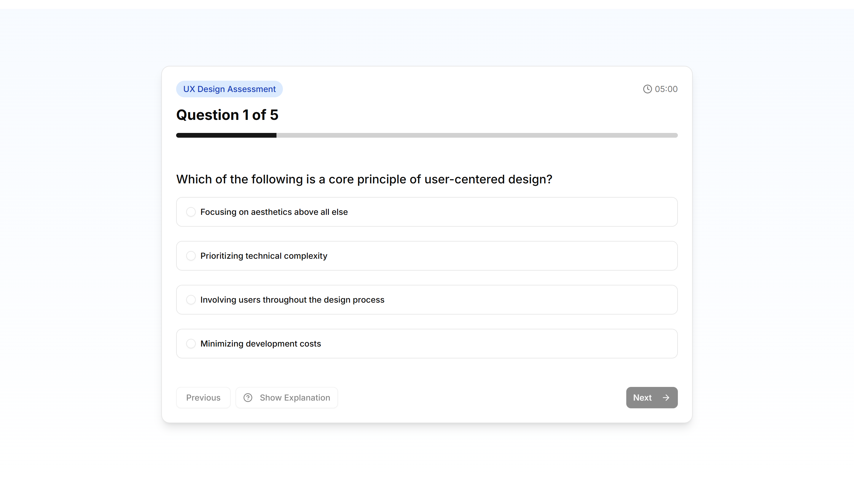 Ui Screening Form Marketing Hero Form: Quiz Assessment Form | Shadcn UI Blocks