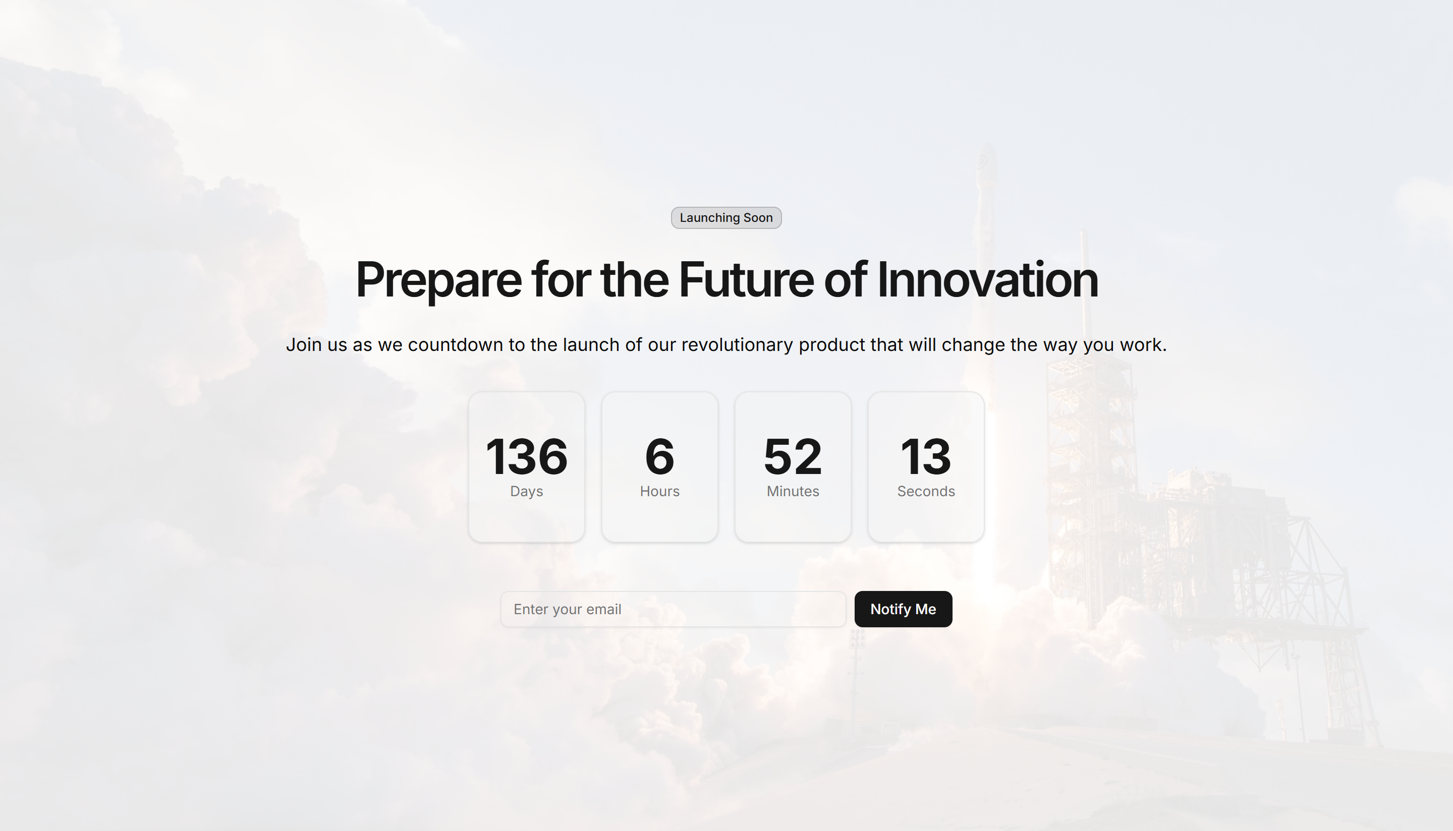 Marketing Hero Section: Countdown Hero | Shadcn UI Blocks
