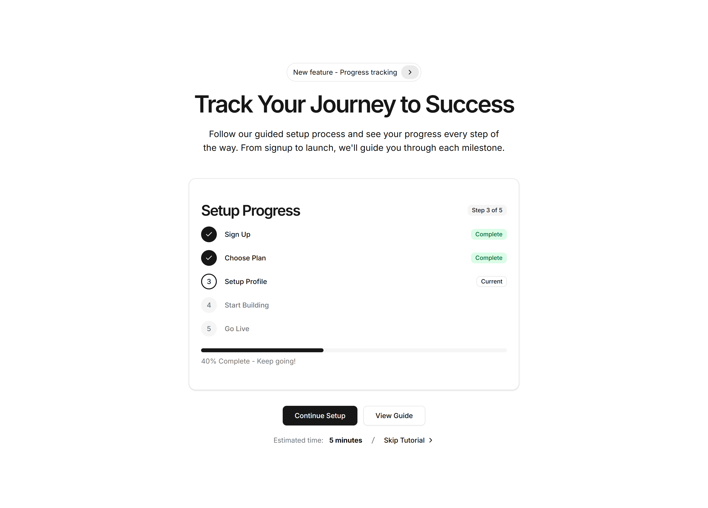 Marketing Hero Section: Progress Tracker Hero | Shadcn UI Blocks